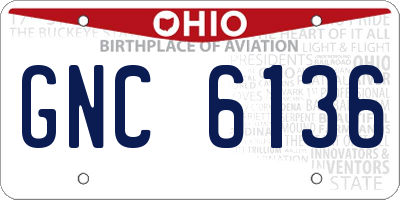 OH license plate GNC6136