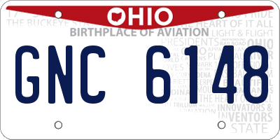 OH license plate GNC6148