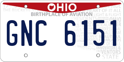OH license plate GNC6151