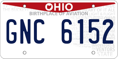 OH license plate GNC6152