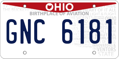 OH license plate GNC6181