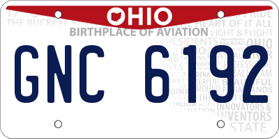 OH license plate GNC6192