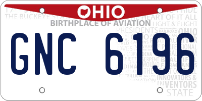 OH license plate GNC6196