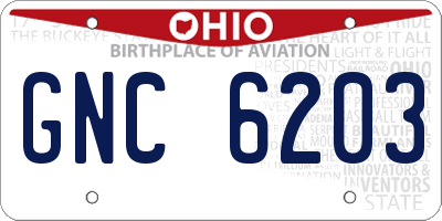 OH license plate GNC6203