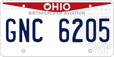 OH license plate GNC6205