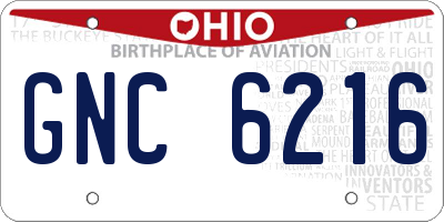 OH license plate GNC6216
