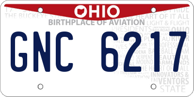 OH license plate GNC6217
