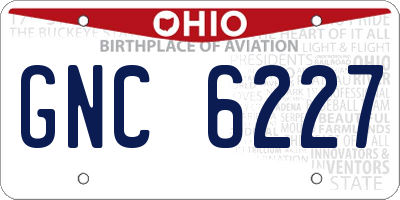 OH license plate GNC6227