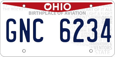 OH license plate GNC6234
