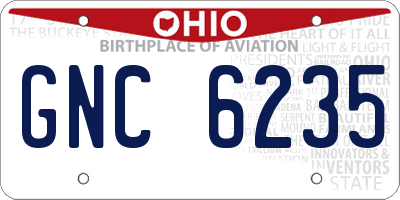 OH license plate GNC6235