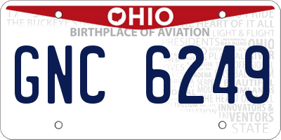 OH license plate GNC6249