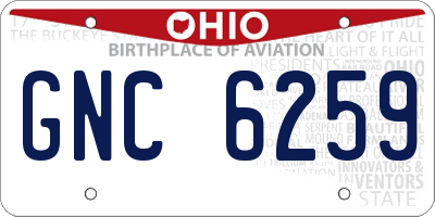 OH license plate GNC6259