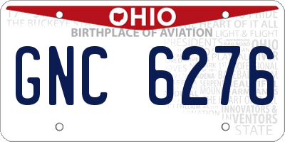 OH license plate GNC6276