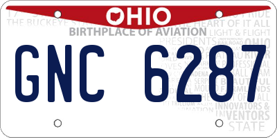 OH license plate GNC6287