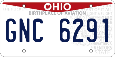 OH license plate GNC6291