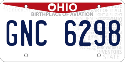 OH license plate GNC6298
