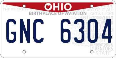 OH license plate GNC6304