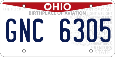 OH license plate GNC6305