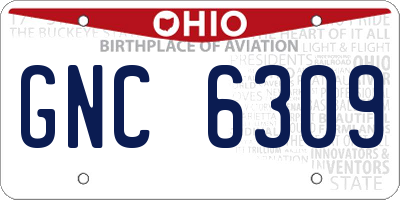 OH license plate GNC6309