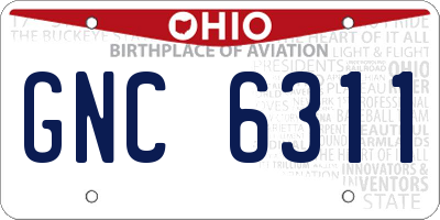 OH license plate GNC6311