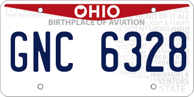 OH license plate GNC6328