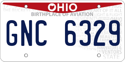 OH license plate GNC6329
