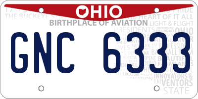 OH license plate GNC6333