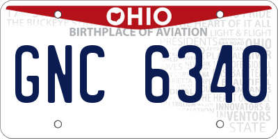 OH license plate GNC6340