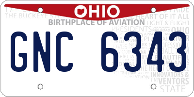 OH license plate GNC6343
