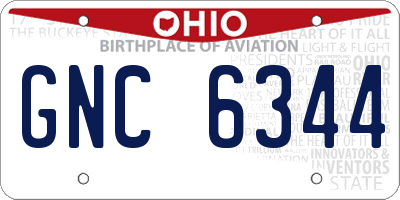 OH license plate GNC6344