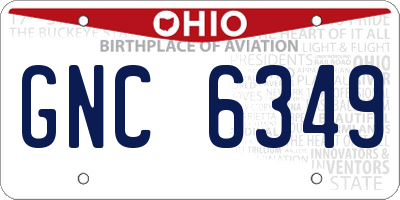 OH license plate GNC6349