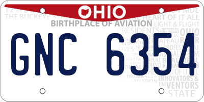 OH license plate GNC6354