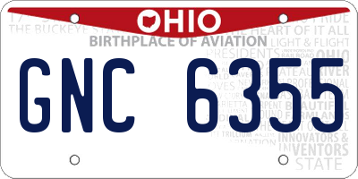 OH license plate GNC6355