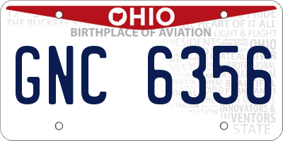 OH license plate GNC6356