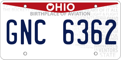 OH license plate GNC6362