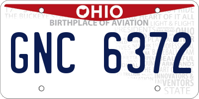 OH license plate GNC6372