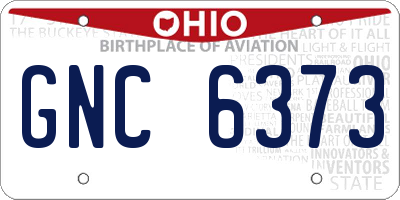 OH license plate GNC6373