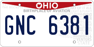 OH license plate GNC6381