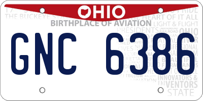 OH license plate GNC6386