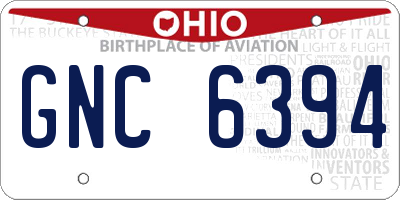OH license plate GNC6394