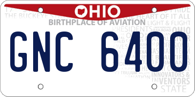 OH license plate GNC6400