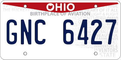 OH license plate GNC6427