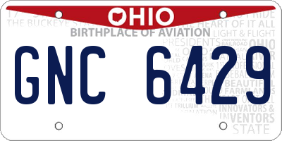 OH license plate GNC6429