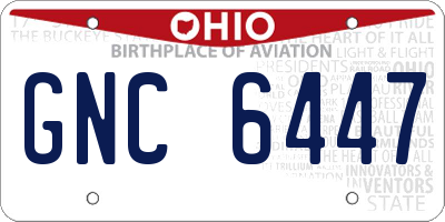 OH license plate GNC6447