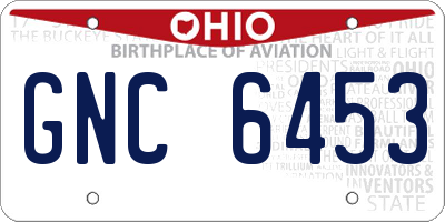 OH license plate GNC6453