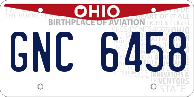 OH license plate GNC6458