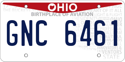 OH license plate GNC6461