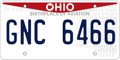 OH license plate GNC6466