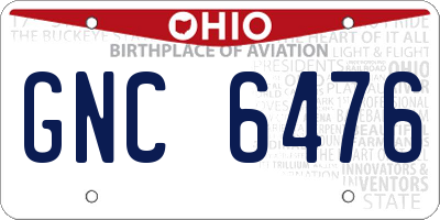 OH license plate GNC6476