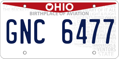 OH license plate GNC6477
